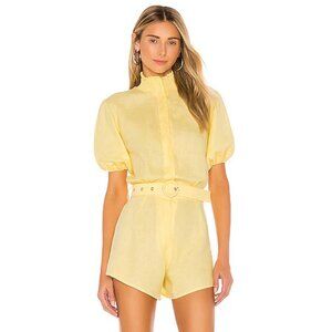 SWF Puff Sleeve Romper in Lemon
